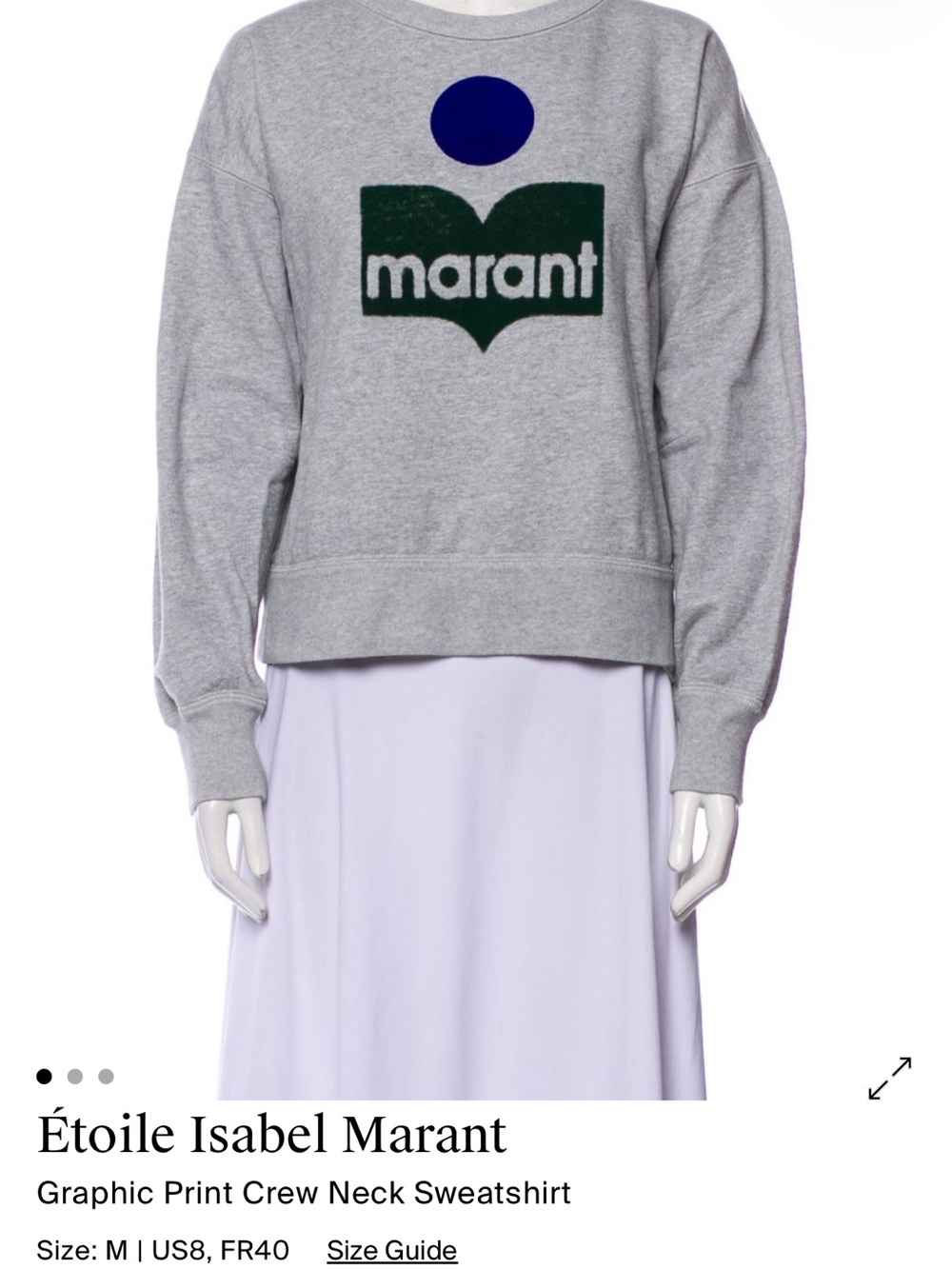 Isabel Marant Gray Crewneck Sweatshirt with Navy & Dark Green Logo